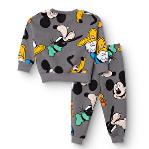 Erkek Bebek Eşofman Takımı Şardonlu Bisiklet Yaka Uzun Kol Ribanalı Paça