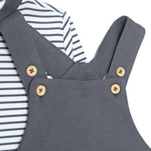 Erkek Bebek Cool Boy Salopet-Tshirt Bisiklet Yaka Uzun Kol Reçme Paça