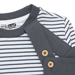 Erkek Bebek Cool Boy Salopet-Tshirt Bisiklet Yaka Uzun Kol Reçme Paça