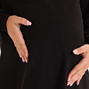 Anne Hamile Elbise Bisiklet Yaka Uzun Kol Reçme Paça Anne Hamile Elbise Bisiklet Yaka Uzun Kol Reçme Paça