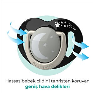 Black&Pearl Desenli 2'li Silikon Ortodontik Gece-Gündüz Yalancı Emzik 12 Ay + (Kutulu) Black&Pearl Desenli 2'li Silikon Ortodontik Gece-Gündüz Yalancı Emzik 12 Ay + (Kutulu)