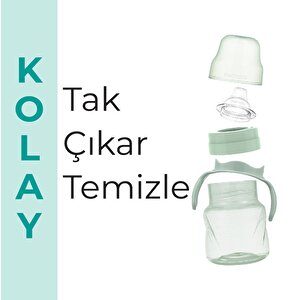 Yumuşak Uçlu Kulplu Antikolik Alıştırma Bardağı 6+ Ay 160 ml Yeşil
