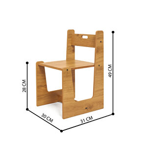 Ahşap Montessori Çocuk Oyun Masa ve Sandalye Naturel