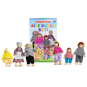 Ahşap 6'lı Aile Kukla Seti