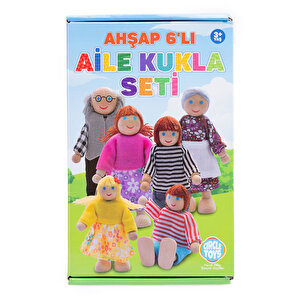 Ahşap 6'lı Aile Kukla Seti Ahşap 6'lı Aile Kukla Seti
