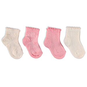 Desenli 4'lü Soket Çorap 4lü Soket Çorap Kız Bebek