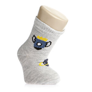 Uzay Desenli 3lü Soket Çorap Erkek Bebek