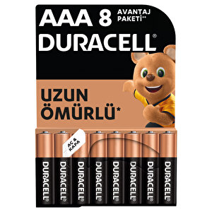 Duracell Alkalin AAA Basic 8'li İnce Pil