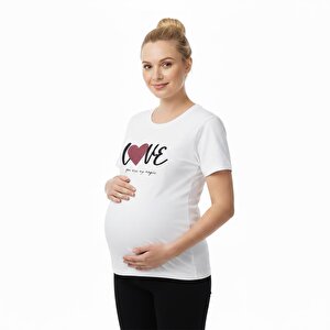 Baby Mom Hamile Kısa Kol Tshir, Beyaz, S