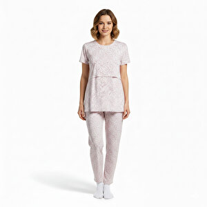 Baby Mom Hamile Pijama, Ekru Baskılı, S