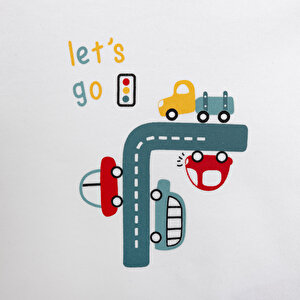 Araba Baskılı Yenidoğan Erkek Body-Patikli Alt-Şapka Erkek Bebek