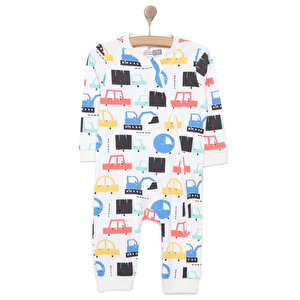 HelloBaby Araç Desenli Uzu, Beyaz, 6 Ay