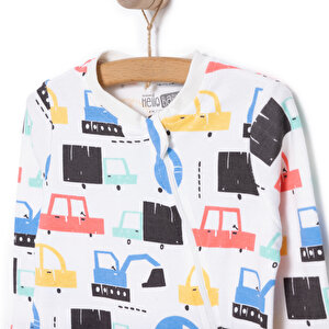 Araç Desenli Tekli Uzun Kol Fermuarlı Patiksiz Tulum Araç Desenli Tekli Uzun Kol Fermuarlı Patiksiz Tulum