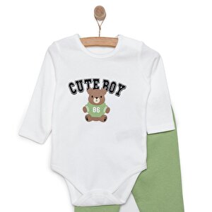 Ayı Baskılı Yenidoğan Erkek Body-Patikli Alt Erkek Bebek
