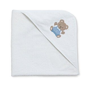 Mollia Ayıcık Nakışlı Kund, Beyaz, 75x75