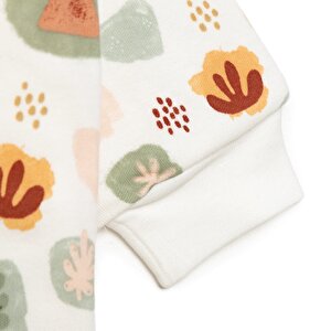 Erkek Bebek Uyku Tulum Araba Desenli İnterlok Fermuarlı 2 Tog Bisiklet Yaka Uzun Kol Bej