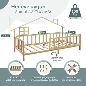 Arkası Çatılı Montessori Karyola 90x190 cm Arkası Çatılı Montessori Karyola 90x190 cm