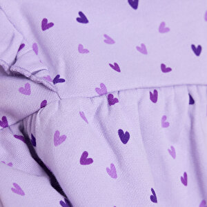 Basic Kız Kalp Desenli Fırfırlı Elbise Kız Bebek