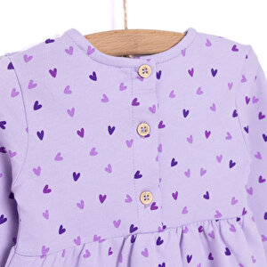 Basic Kız Kalp Desenli Fırfırlı Elbise Kız Bebek