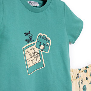 Basic Erkek Seyahat Baskılı Şortlu Takım Erkek Bebek