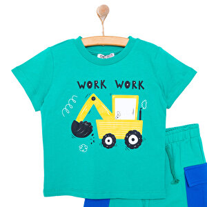 Cars&Roads Kepçe Baskılı Erkek Tshirt-Şort Erkek Bebek