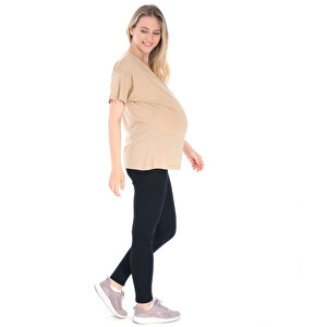 Düşük Omuzlu Geniş Kalıp Modal Hamile Tshirt