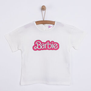 Mattel Barbie Kız Tshirt, Ekru, 9 Ay