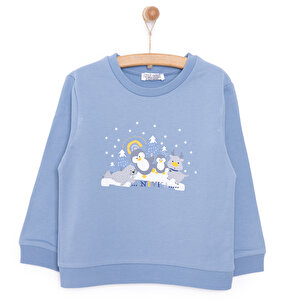 HelloBaby Basic Sweatshirt, Mavi, 6 Ay