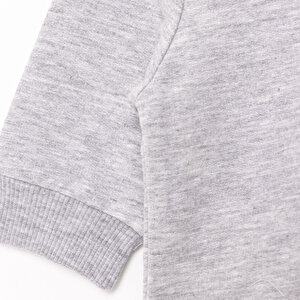 Erkek Bebek Sweatshirt Şardonlu Çıtçıtlı Bisiklet Yaka Uzun Kol Koyu Gri Melanj