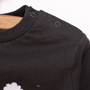 Erkek Bebek Sweatshirt Şardonlu Çıtçıtlı Bisiklet Yaka Uzun Kol Koyu Gri Erkek Bebek Sweatshirt Şardonlu Çıtçıtlı Bisiklet Yaka Uzun Kol Koyu Gri