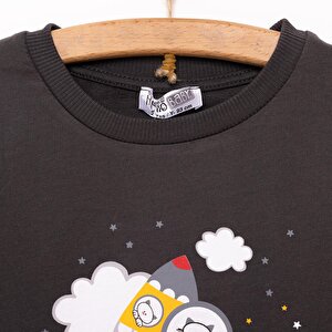 Erkek Bebek Sweatshirt Şardonlu Çıtçıtlı Bisiklet Yaka Uzun Kol Koyu Gri Erkek Bebek Sweatshirt Şardonlu Çıtçıtlı Bisiklet Yaka Uzun Kol Koyu Gri