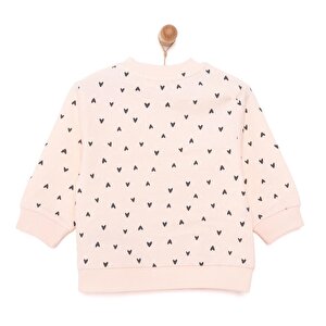 Kız Bebek Sweatshirt Şardonlu Bisiklet Yaka Uzun Kol Desenli