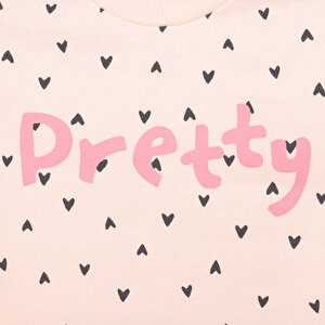 Kız Bebek Sweatshirt Şardonlu Bisiklet Yaka Uzun Kol Desenli