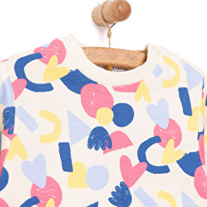 Basic Az Şardonlu Aslan Desenli Sweatshirt Kız Bebek