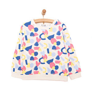 Basic Az Şardonlu Aslan Desenli Sweatshirt Kız Bebek