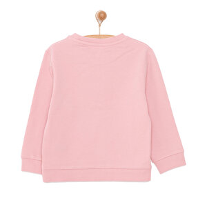 Kız Bebek Sweatshirt Şardonlu Bisiklet Yaka Uzun Kol Pudra Kız Bebek Sweatshirt Şardonlu Bisiklet Yaka Uzun Kol Pudra