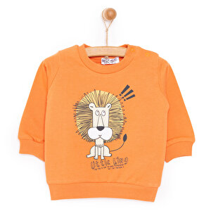 Basic Az Şardonlu Aslan Desenli Sweatshirt