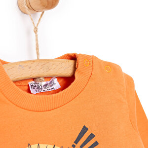 Basic Az Şardonlu Aslan Desenli Sweatshirt