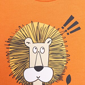 Basic Az Şardonlu Aslan Desenli Sweatshirt