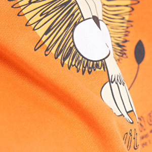 Basic Az Şardonlu Aslan Desenli Sweatshirt