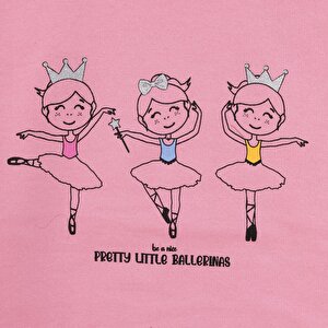 Kız Bebek Sweatshirt Şardonlu Balerin Desenli Bisiklet Yaka Uzun Kol Pembe Kız Bebek Sweatshirt Şardonlu Balerin Desenli Bisiklet Yaka Uzun Kol Pembe