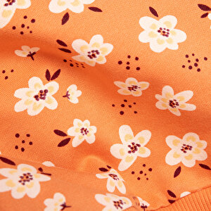 Kız Bebek Sweatshirt Şardonlu Çiçek Desenli Uzun Kol Kız Bebek Sweatshirt Şardonlu Çiçek Desenli Uzun Kol