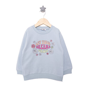 Basic Az Şardonlu Çiçekli Yazı Desenli Sweatshirt Kız Bebek Basic Az Şardonlu Çiçekli Yazı Desenli Sweatshirt Kız Bebek