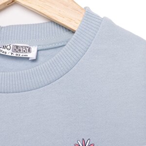 Basic Az Şardonlu Çiçekli Yazı Desenli Sweatshirt Kız Bebek Basic Az Şardonlu Çiçekli Yazı Desenli Sweatshirt Kız Bebek