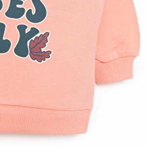 Basic Az Şardonlu Çiçekli Yazı Desenli Sweatshirt Kız Bebek Basic Az Şardonlu Çiçekli Yazı Desenli Sweatshirt Kız Bebek