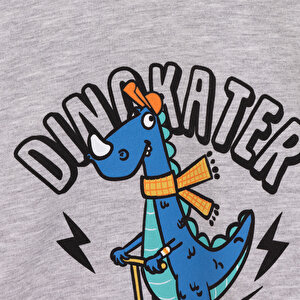 Erkek Bebek Sweatshirt Şardonlu Dinokater Desenli Bisiklet Yaka Uzun Kol Erkek Bebek Sweatshirt Şardonlu Dinokater Desenli Bisiklet Yaka Uzun Kol