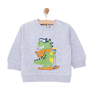 Basic Az Şardonlu Dinozor Desenli Sweatshirt Erkek Bebek Basic Az Şardonlu Dinozor Desenli Sweatshirt Erkek Bebek