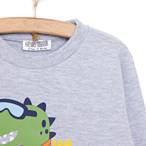 Basic Az Şardonlu Dinozor Desenli Sweatshirt Erkek Bebek Basic Az Şardonlu Dinozor Desenli Sweatshirt Erkek Bebek