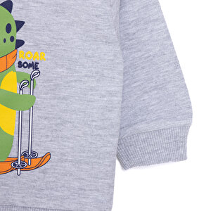 Basic Az Şardonlu Dinozor Desenli Sweatshirt Erkek Bebek Basic Az Şardonlu Dinozor Desenli Sweatshirt Erkek Bebek