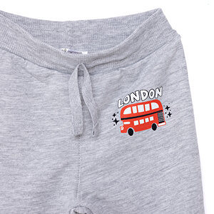 Erkek Bebek Eşofman Alt Şardonlu Ribana Paça Gri Melanj